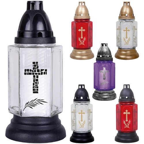 Grableuchte glas kreuz - 24, cm