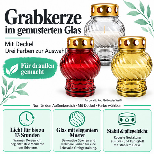 Grablicht gedenkkerze glas - gedenkkerze,