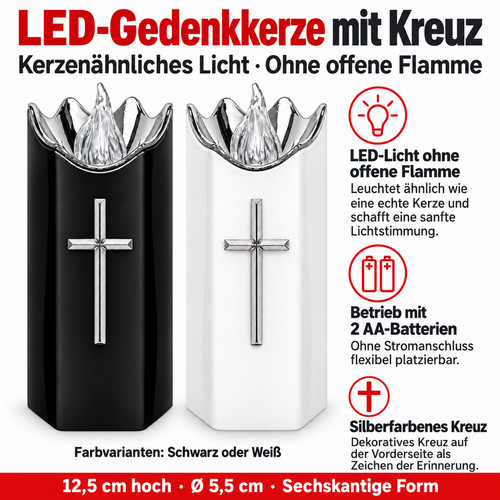 Led grabkerze kreuz - led,
