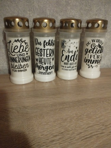 Grabkerzen 4er set mit spruch - mit,